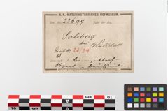 Etiketten zu Bronzebreitrandschale (NHMW-PRAE-023699)